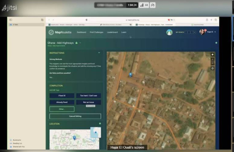 Hajar Demonstrated some of MapRoulette's features